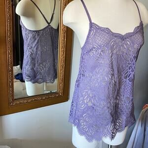 NWOT Victoria’s Secret Lavender Stretch Lace Sleep Tank Cami Size MEDIUM